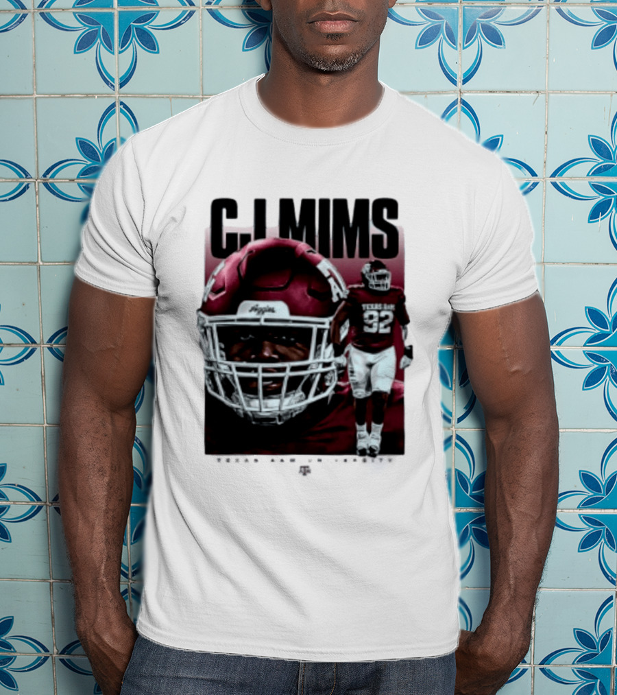 CJ Mims 92 Texas A&M Football NCAA Player T-Shirt