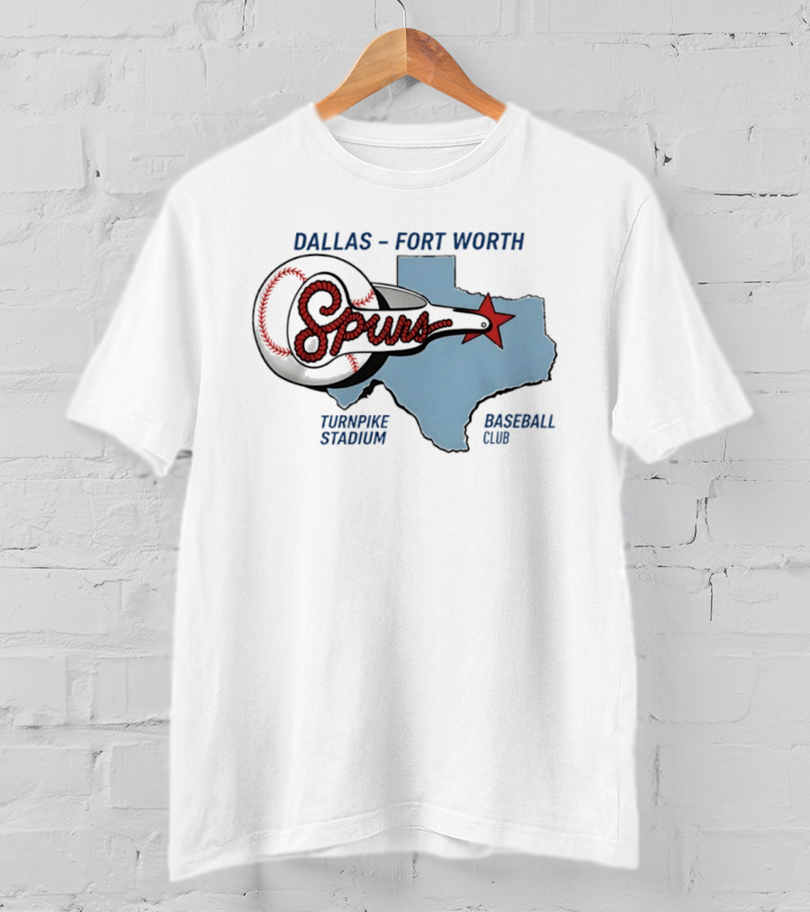 Dallas Fort Worth Spurs Turnpike Stadium Texas Map Baseball Club T-Shirt