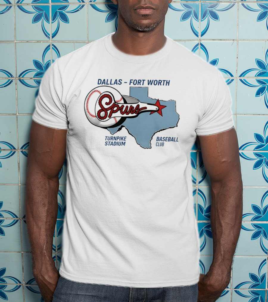 Dallas Fort Worth Spurs Turnpike Stadium Texas Map Baseball Club T-Shirt