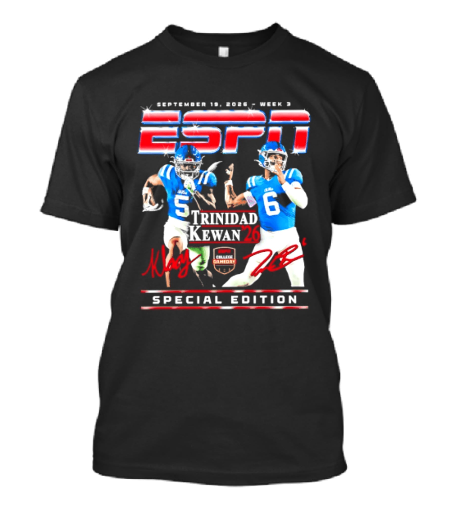 September 16 2023 ESPN Week 3 Trinidad Kewan Ole Miss Special Edition T-Shirt
