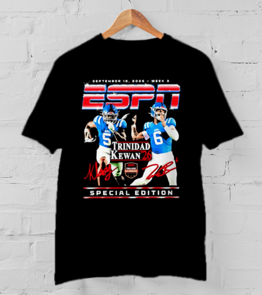September 16 2023 ESPN Week 3 Trinidad Kewan Ole Miss Special Edition T-Shirt