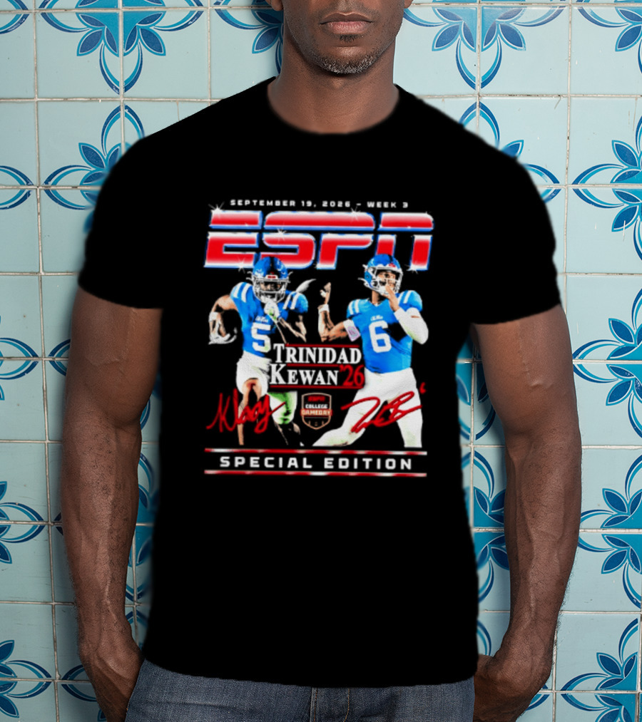 September 16 2023 ESPN Week 3 Trinidad Kewan Ole Miss Special Edition T-Shirt