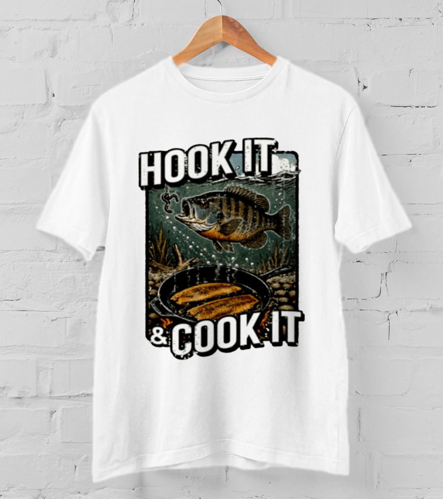 Hook It And Cook It Fishing Panfish Cast Iron Skillet T-Shirt