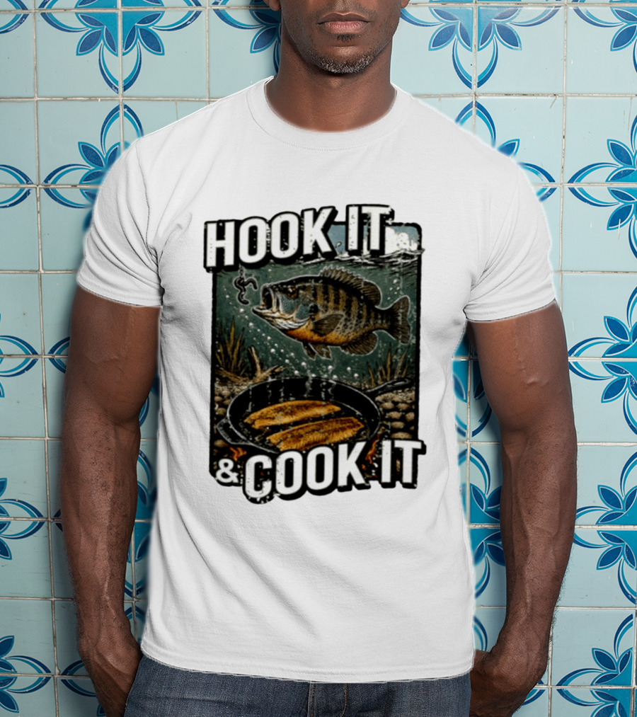 Hook It And Cook It Fishing Panfish Cast Iron Skillet T-Shirt