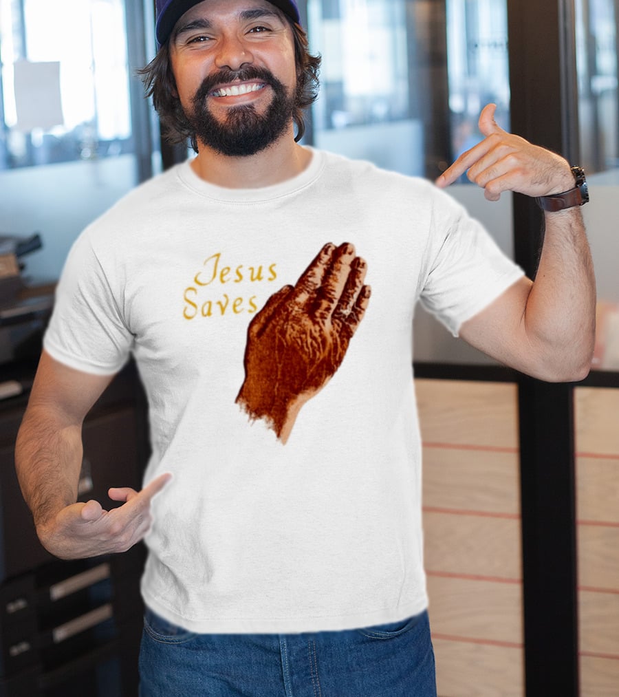 Jesus Saves Praying Hands Religious Faith Christian T-Shirt