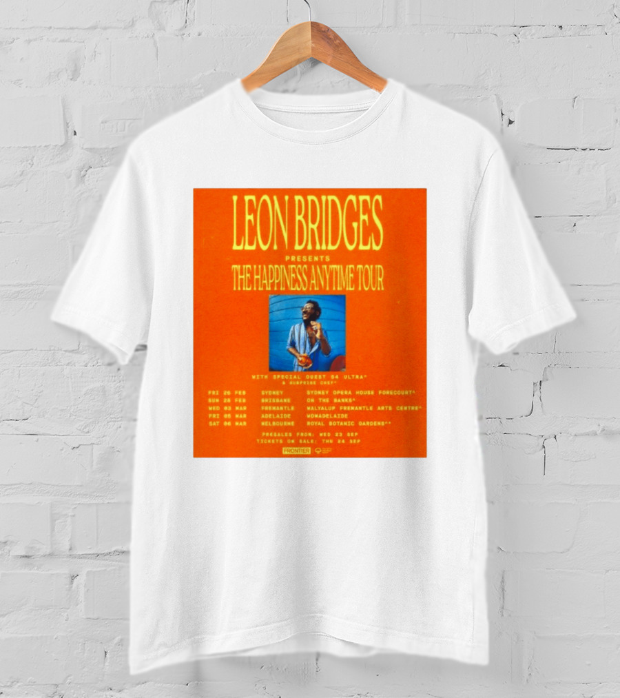 Leon Bridges Presents The Happiness Anytime Tour 2026 With Special Guests Australia Dates T-Shirt