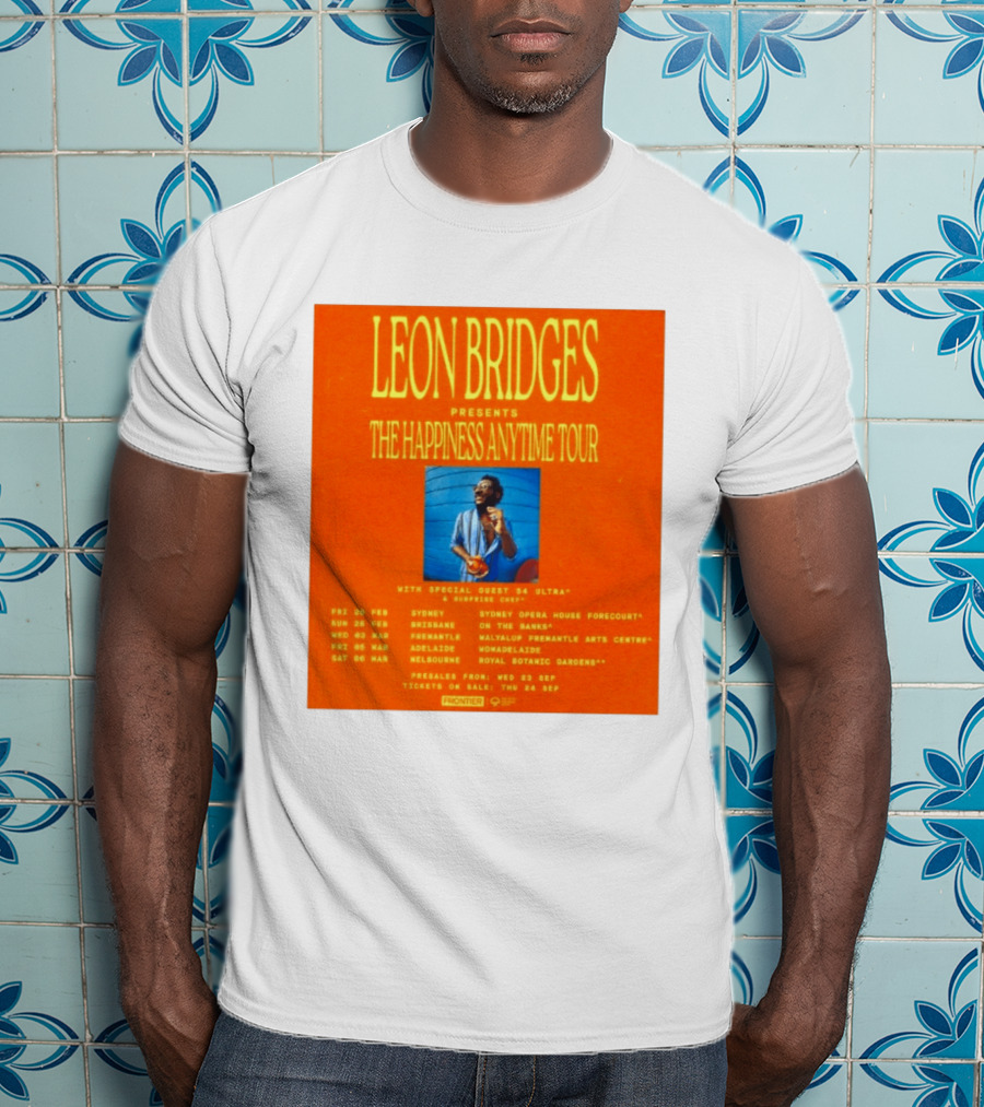 Leon Bridges Presents The Happiness Anytime Tour 2026 With Special Guests Australia Dates T-Shirt