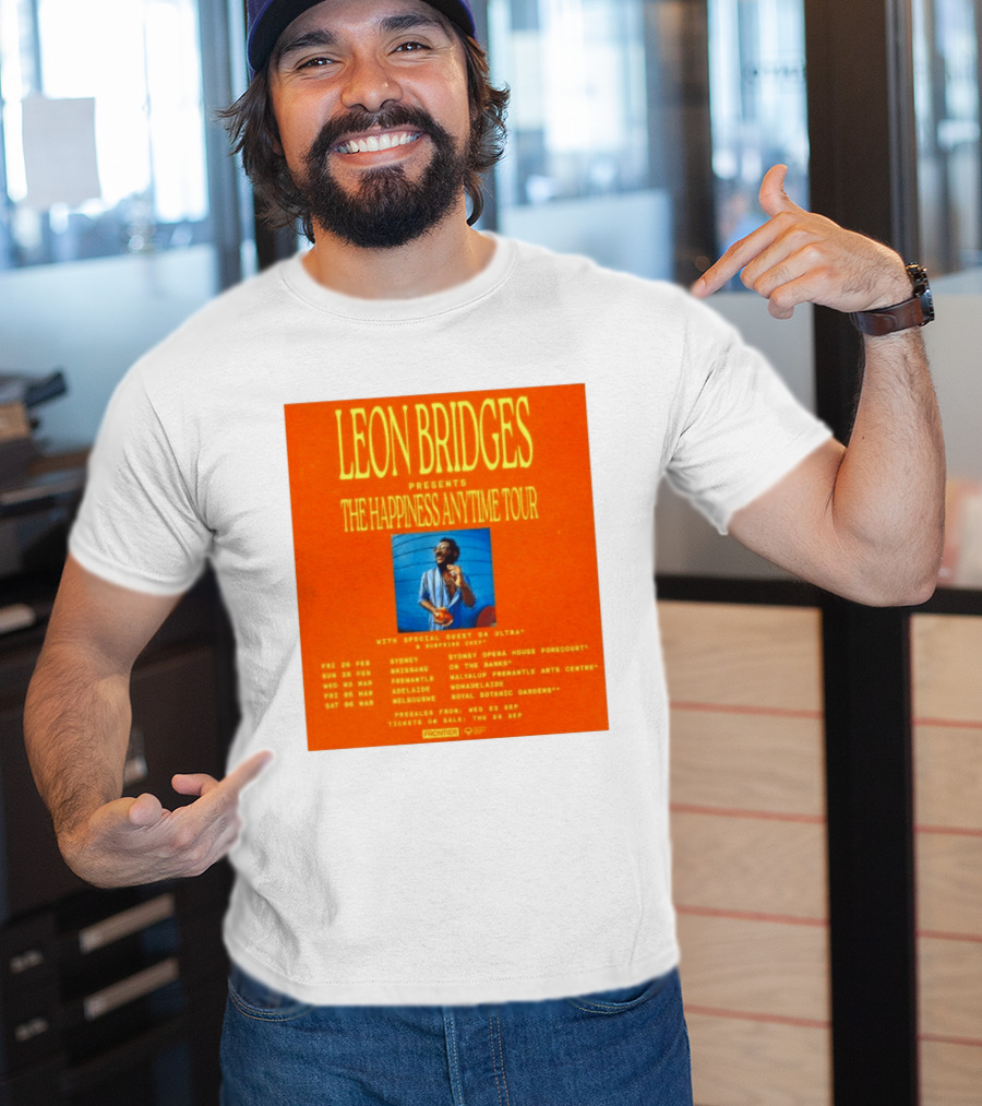 Leon Bridges Presents The Happiness Anytime Tour 2026 With Special Guests Australia Dates T-Shirt
