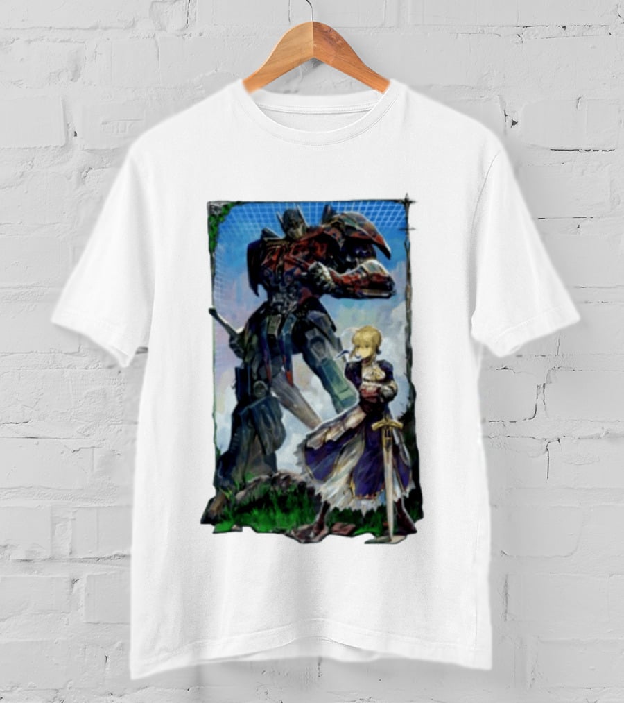 Optimus Prime Transformers With Saber Fate Stay Night Anime T-Shirt