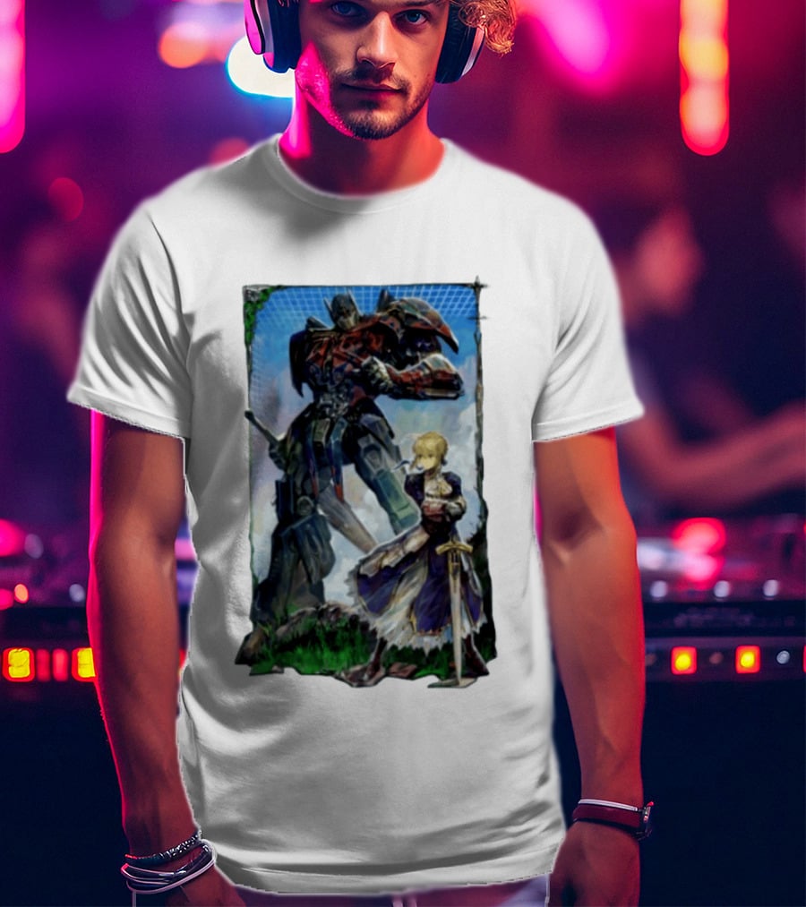 Optimus Prime Transformers With Saber Fate Stay Night Anime T-Shirt