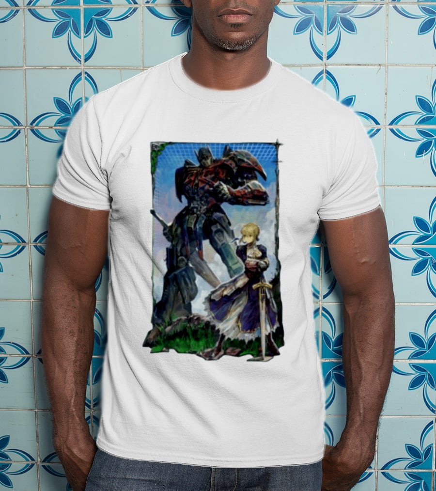 Optimus Prime Transformers With Saber Fate Stay Night Anime T-Shirt