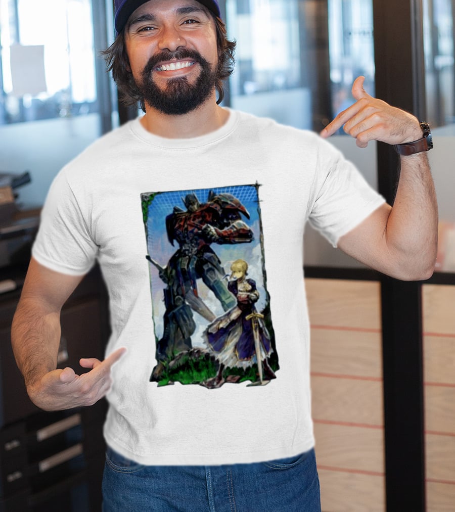 Optimus Prime Transformers With Saber Fate Stay Night Anime T-Shirt