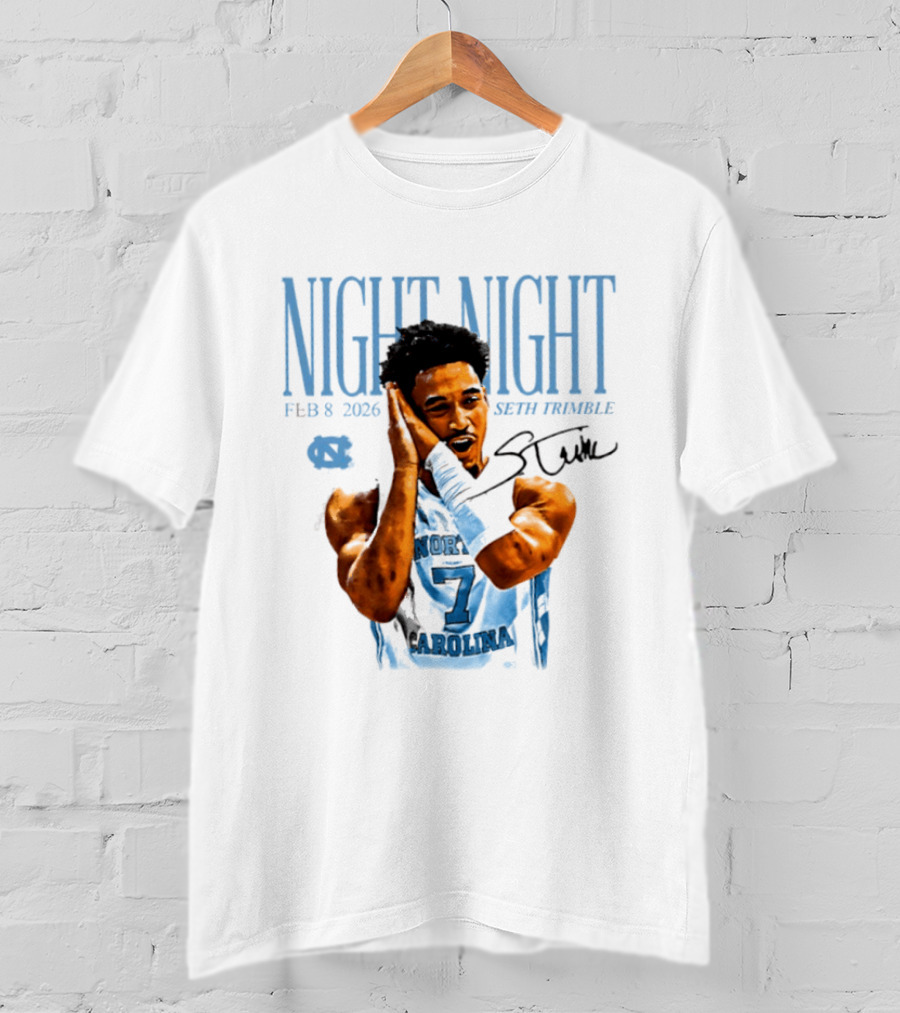Seth Trimble North Carolina Tar Heels Night Night Feb 8 2026 T-Shirt