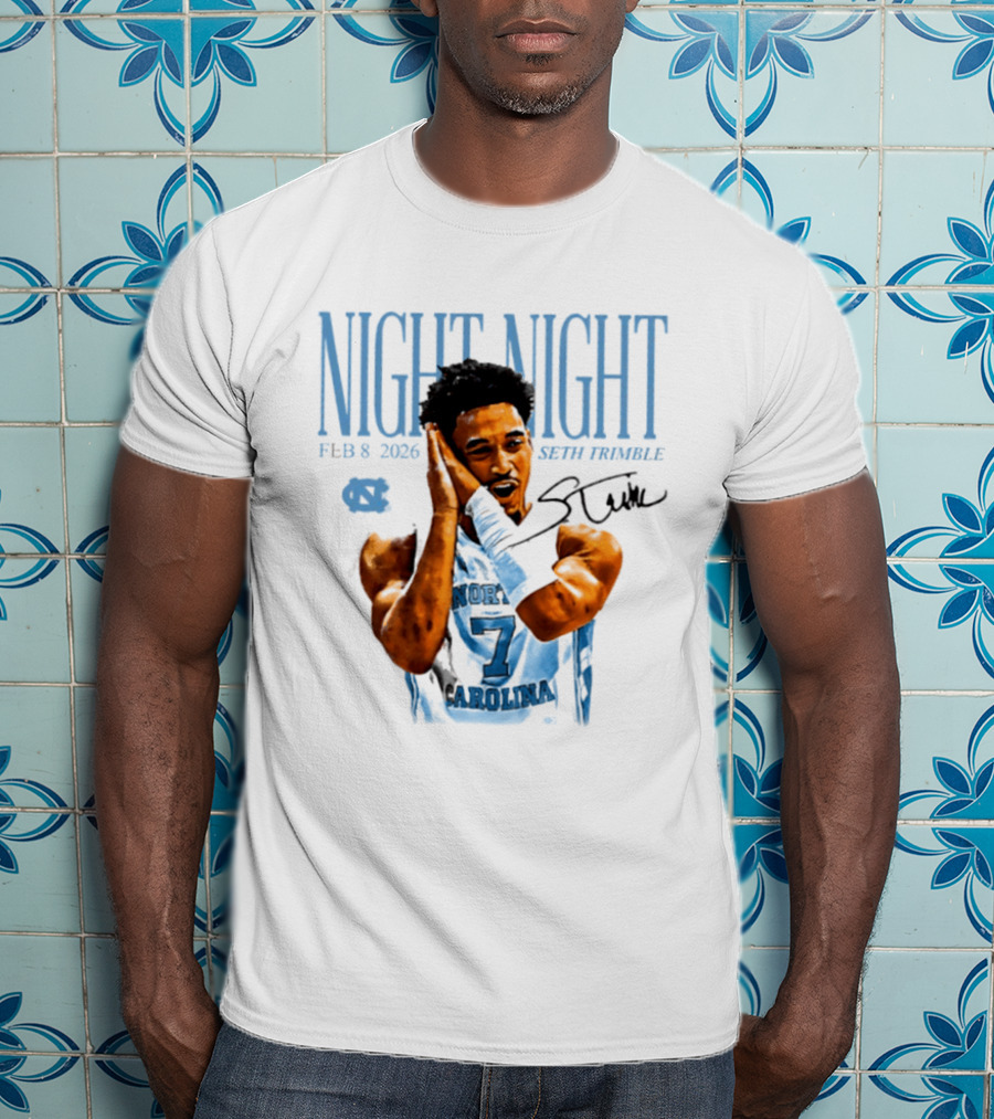 Seth Trimble North Carolina Tar Heels Night Night Feb 8 2026 T-Shirt