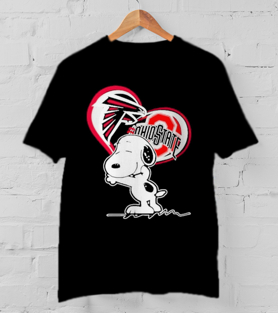 Atlanta Falcons Ohio State Buckeyes Snoopy Peanuts Heart T-Shirt