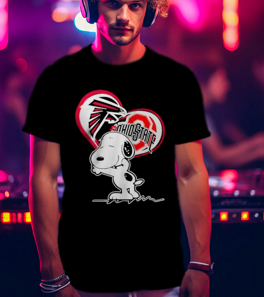 Atlanta Falcons Ohio State Buckeyes Snoopy Peanuts Heart T-Shirt