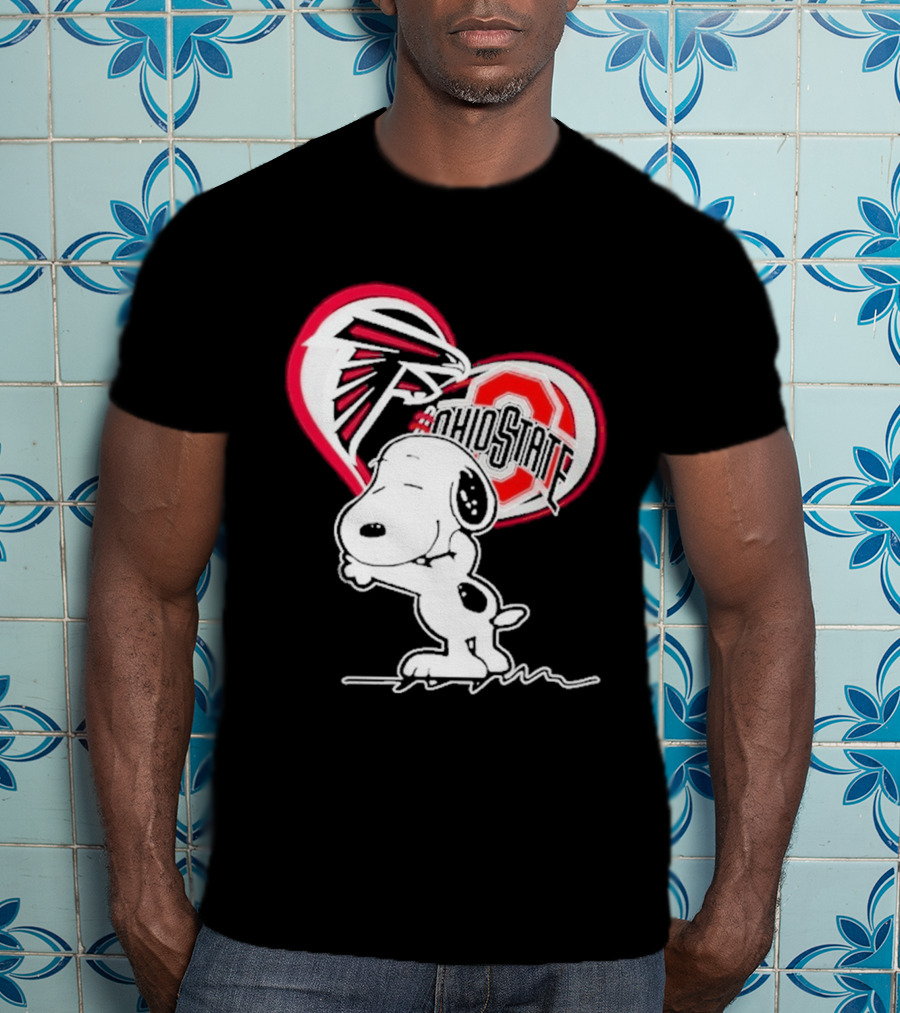 Atlanta Falcons Ohio State Buckeyes Snoopy Peanuts Heart T-Shirt