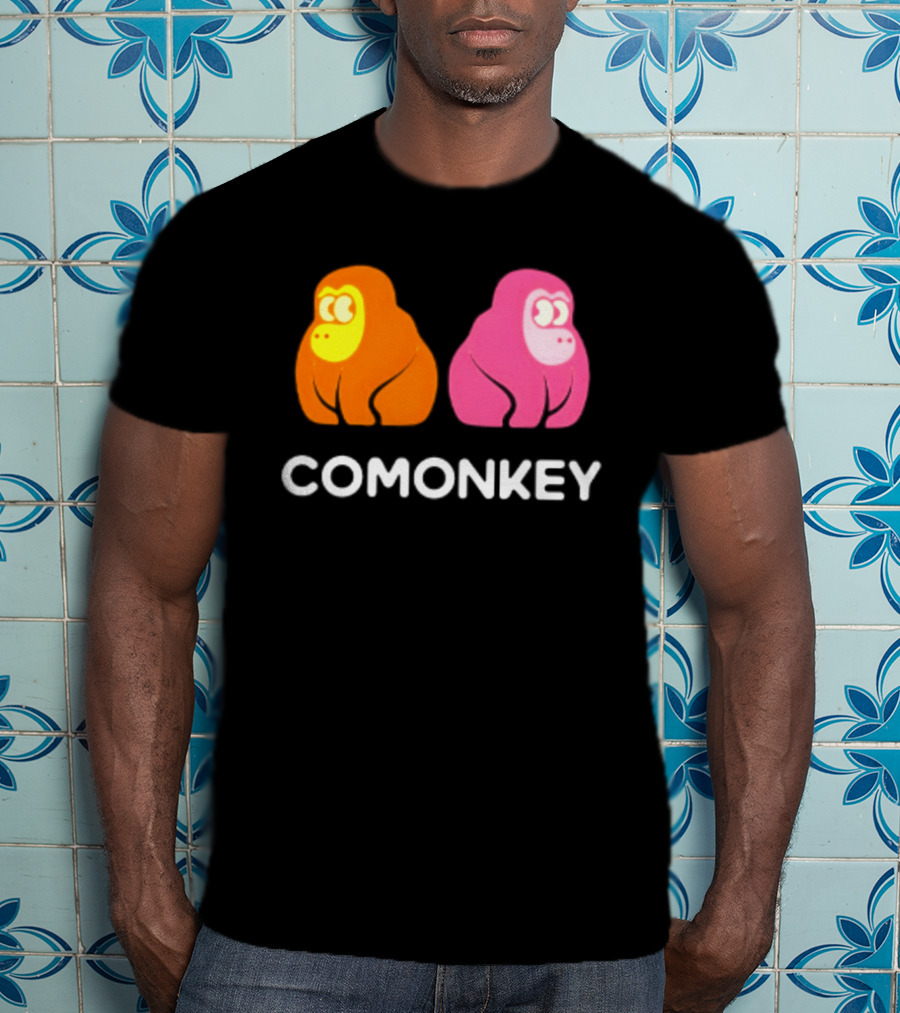 Comonkey Orange Pink Gorilla Ape Minimalist T-Shirt
