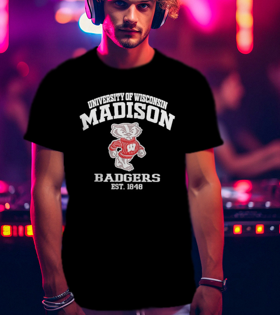 University Of Wisconsin Madison Badgers Est 1848 Vintage Bucky Badger Sweater T-Shirt
