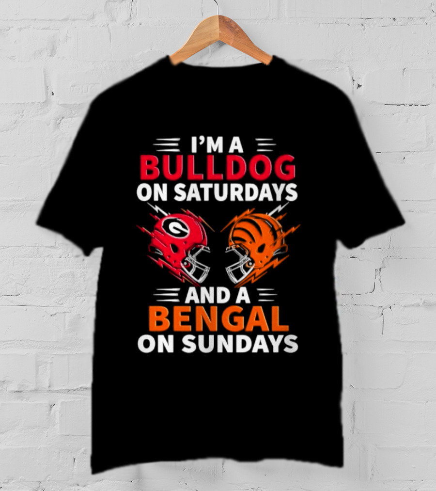 I'm A Bulldog On Saturdays And A Bengal On Sundays Football Helmets T-Shirt