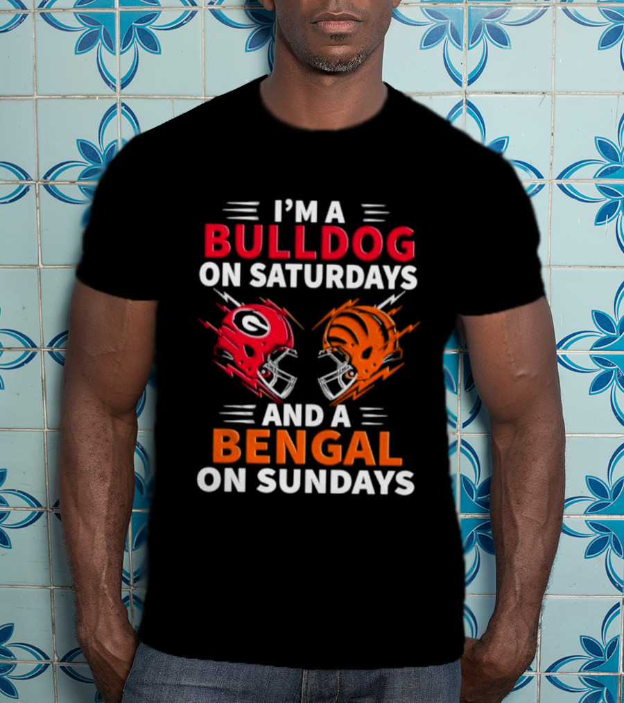 I'm A Bulldog On Saturdays And A Bengal On Sundays Football Helmets T-Shirt