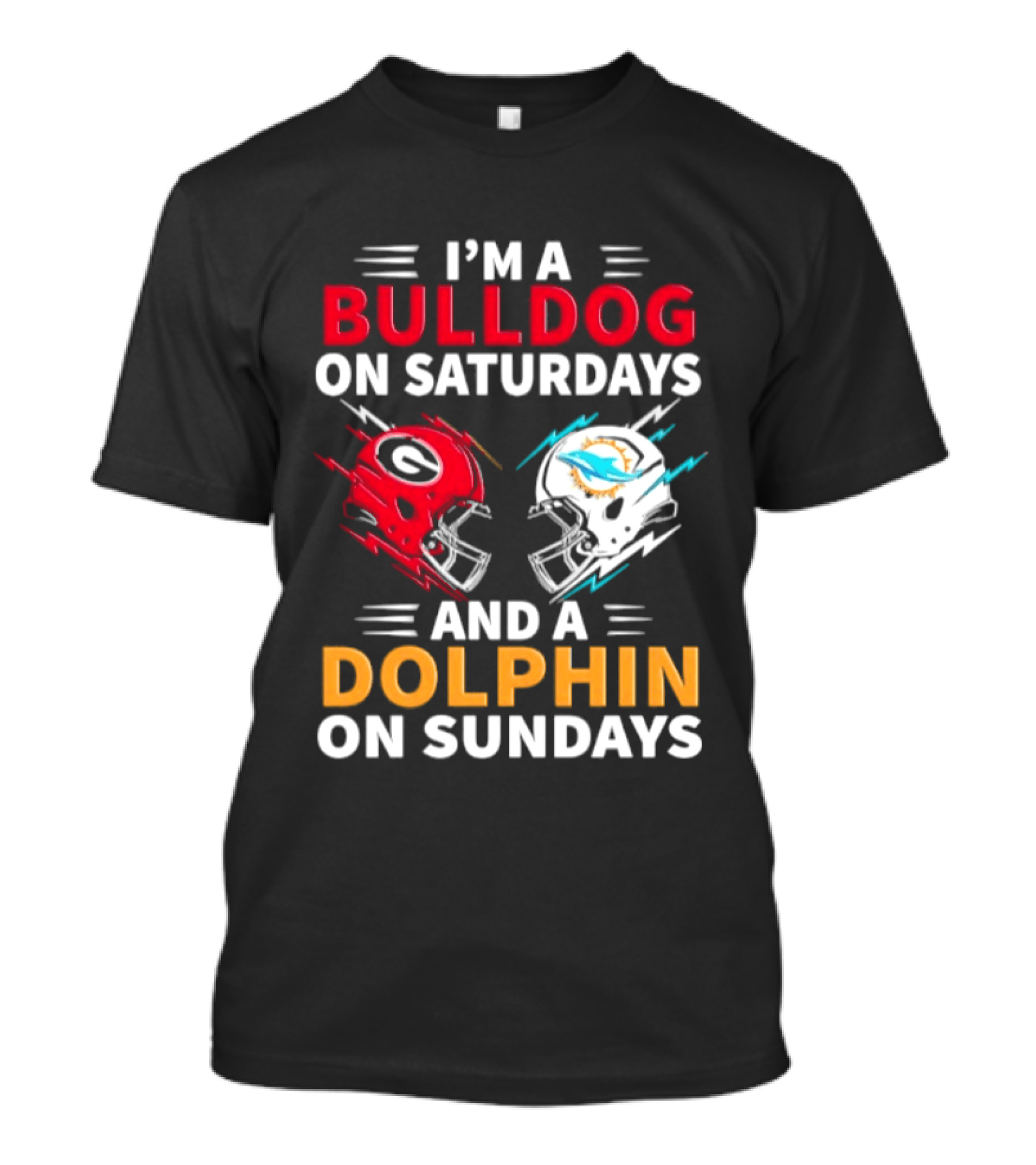 I'm A Bulldog On Saturdays And A Dolphin On Sundays Football Helmets T-Shirt