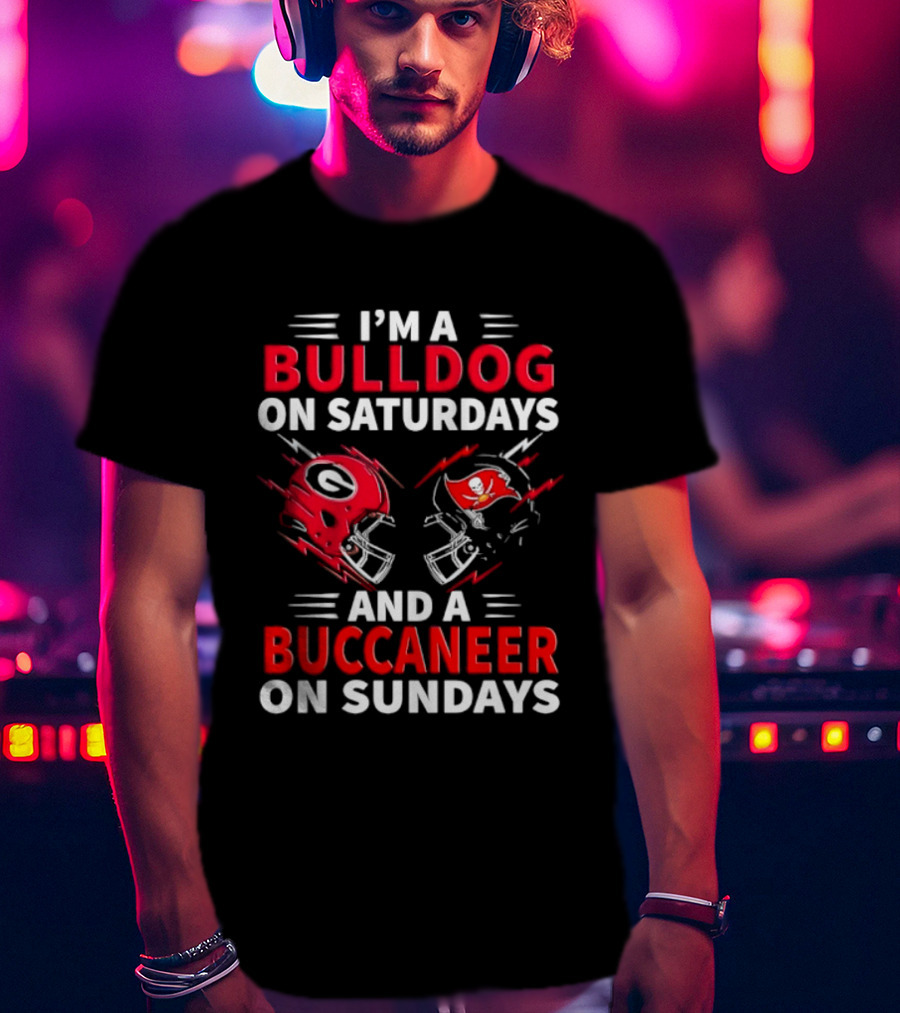 Georgia Bulldogs Saturday Tampa Bay Buccaneers Sunday Football Helmets T-Shirt