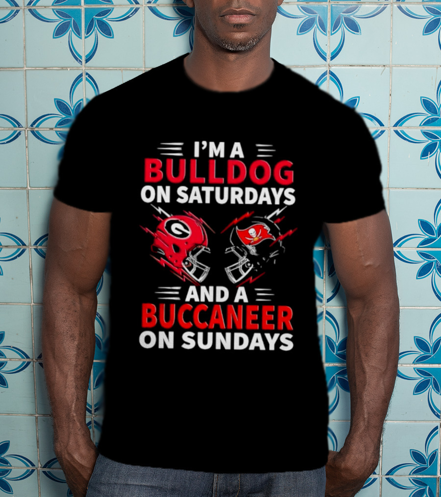 Georgia Bulldogs Saturday Tampa Bay Buccaneers Sunday Football Helmets T-Shirt