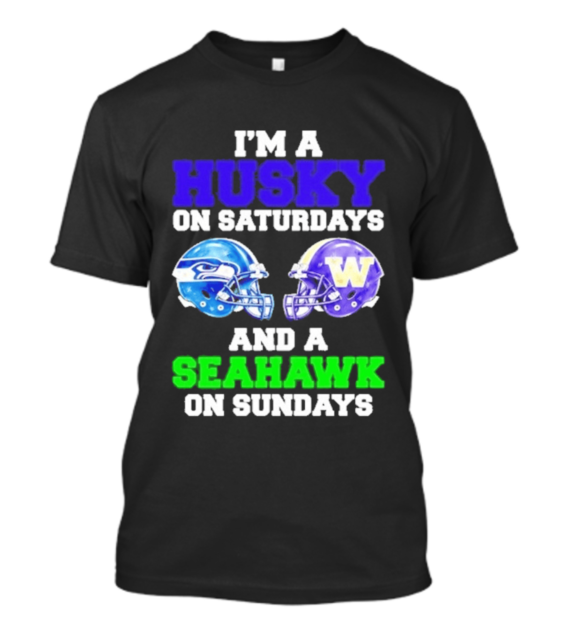 I'm A Husky On Saturdays And A Seahawk On Sundays Football Helmet Helmets T-Shirt