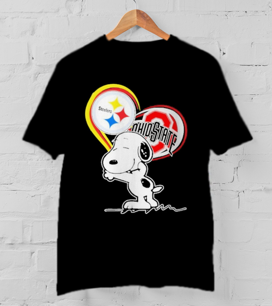 Pittsburgh Steelers Ohio State Buckeyes Snoopy Peanuts Heart T-Shirt