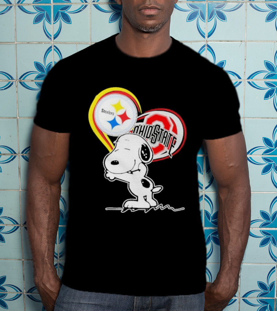 Pittsburgh Steelers Ohio State Buckeyes Snoopy Peanuts Heart T-Shirt