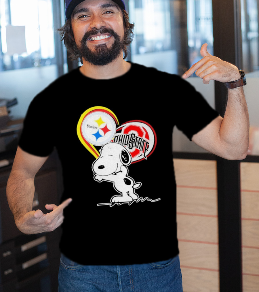 Pittsburgh Steelers Ohio State Buckeyes Snoopy Peanuts Heart T-Shirt