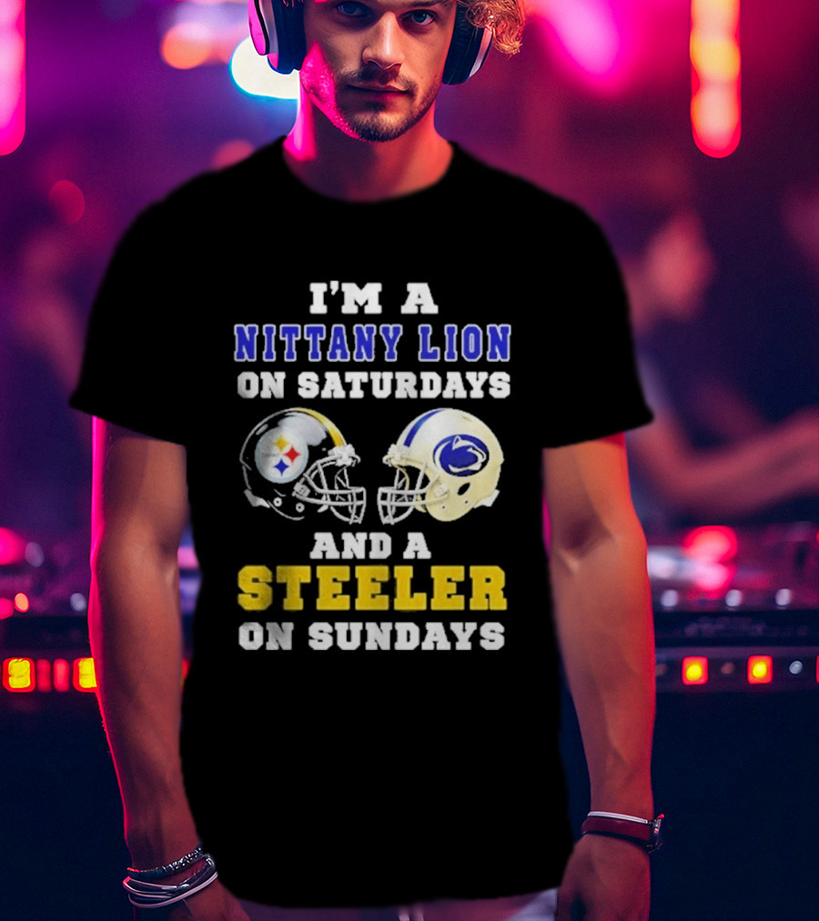 I'm A Nittany Lion On Saturdays And A Steeler On Sundays Football Helmet T-Shirt