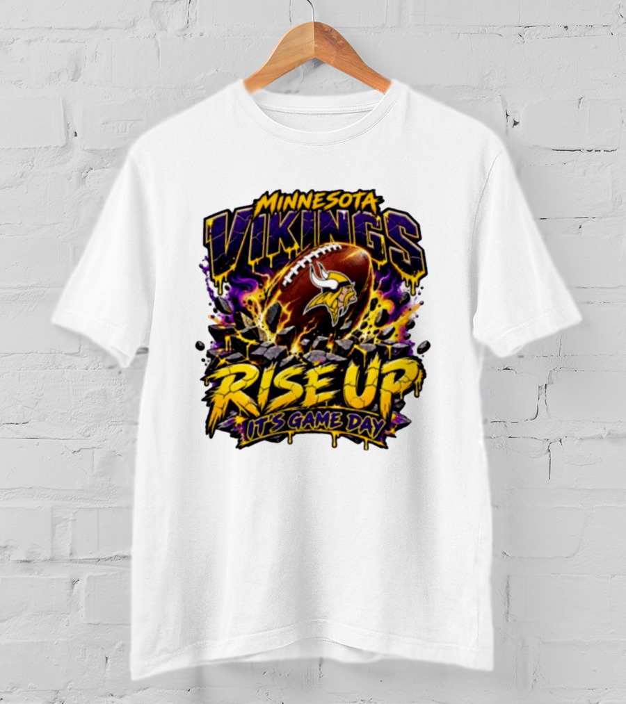 Minnesota Vikings Rise Up It's Game Day Football Vivid Color Explosion T-Shirt