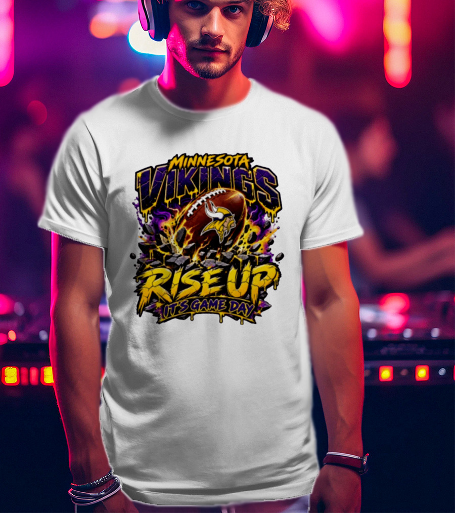 Minnesota Vikings Rise Up It's Game Day Football Vivid Color Explosion T-Shirt