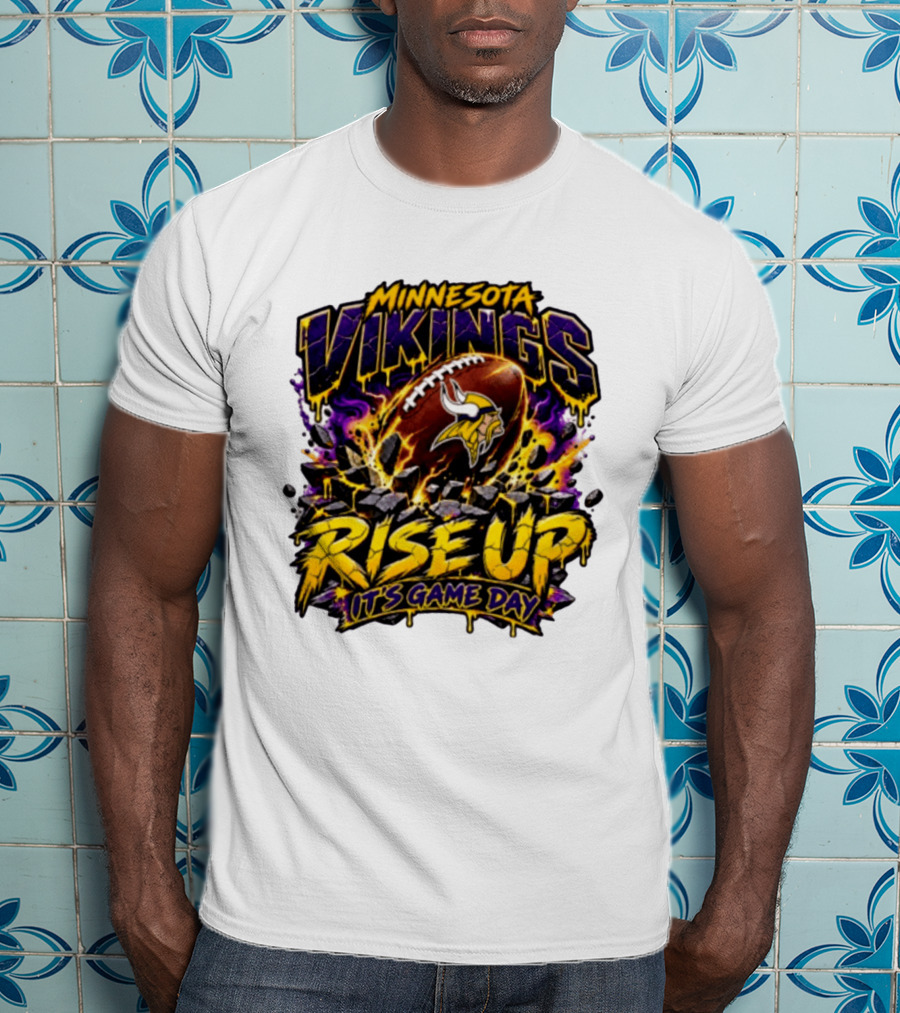 Minnesota Vikings Rise Up It's Game Day Football Vivid Color Explosion T-Shirt