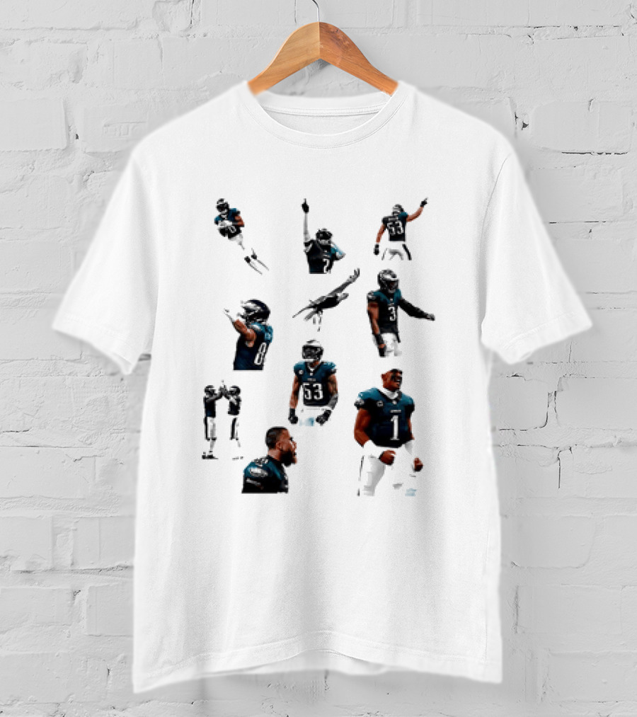 Philadelphia Eagles Dynamic Player Collage Football Action Moments T-Shirt