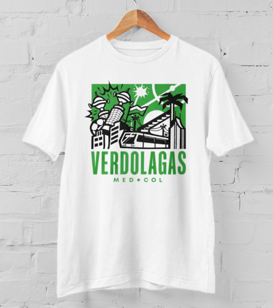 Verdolagas Med Col Medellín Paisa Culture Soccer Skyline Palm Trees T-Shirt