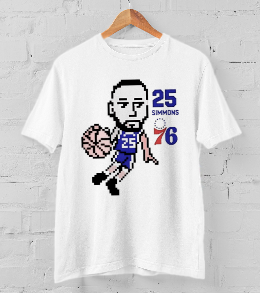 Ben Simmons 25 Philadelphia 76ers Pixel Art With Basketball T-Shirt
