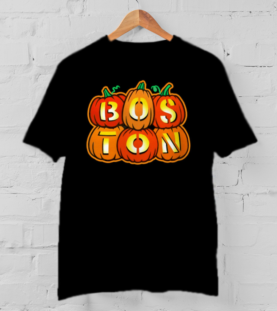 Boston Jack O' Lanterns Halloween Pumpkin Stack T-Shirt