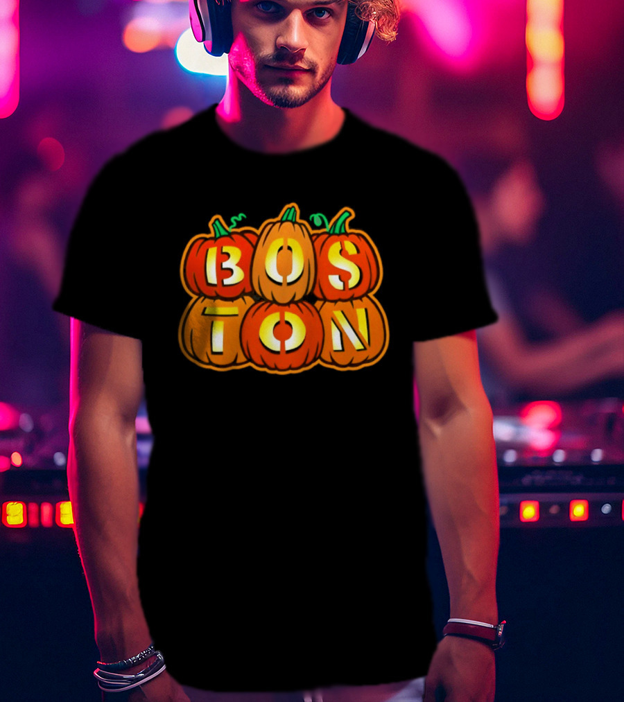 Boston Jack O' Lanterns Halloween Pumpkin Stack T-Shirt