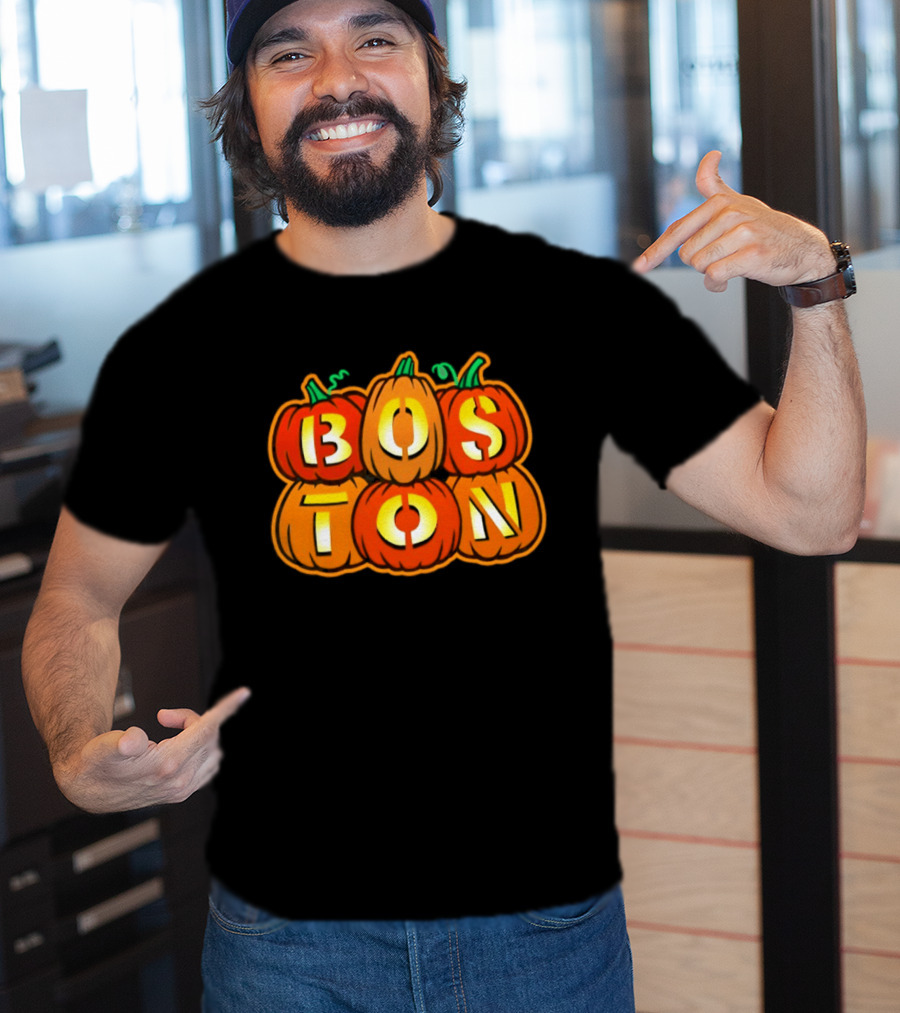 Boston Jack O' Lanterns Halloween Pumpkin Stack T-Shirt