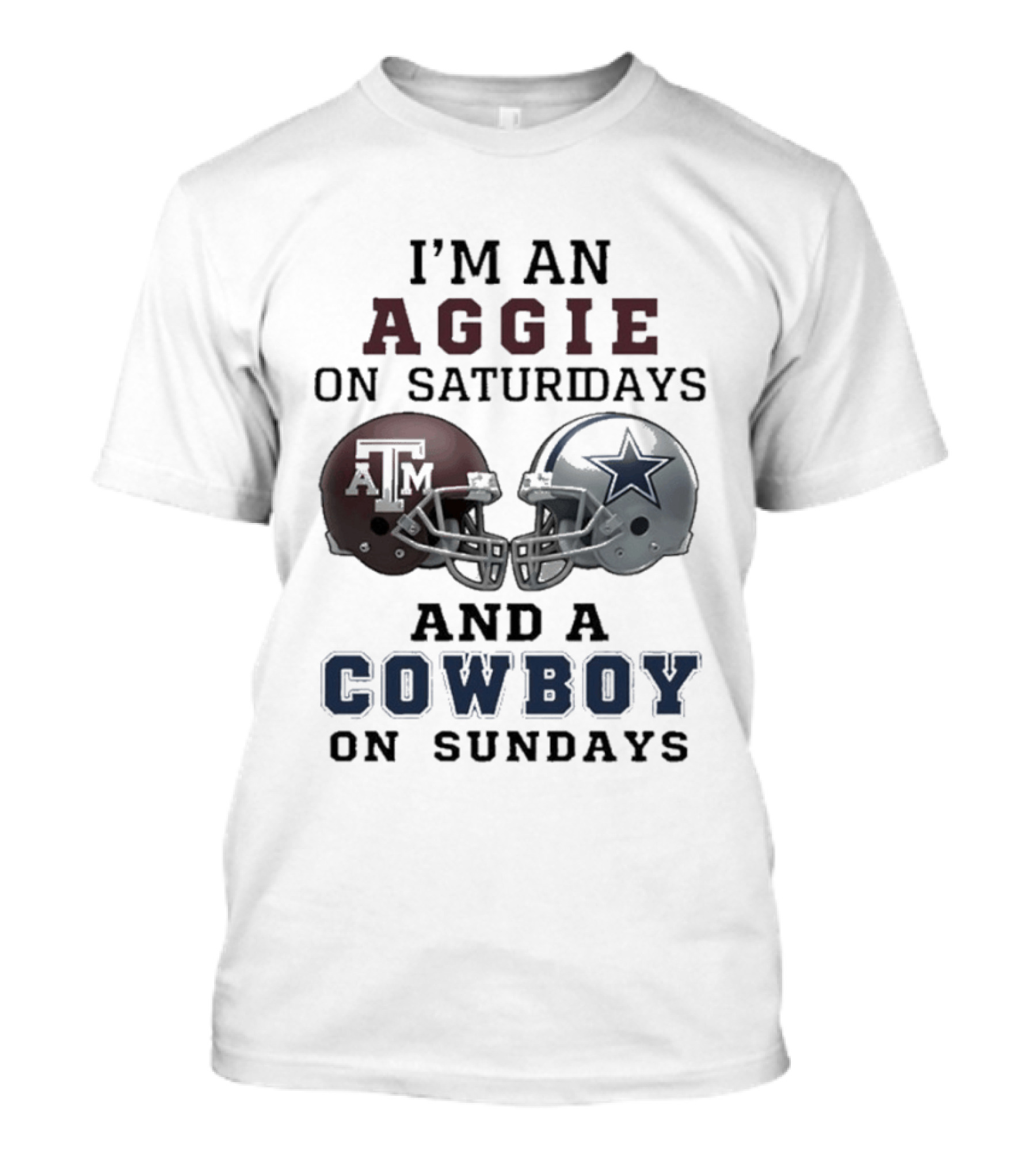 I'm An Aggie On Saturdays And A Cowboy On Sundays Football Helmets T-Shirt