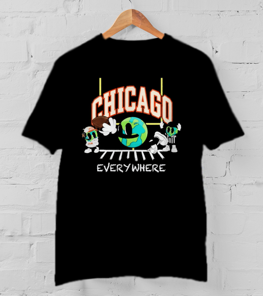 Chicago Football Everywhere Windy City Globe 2026 T-Shirt
