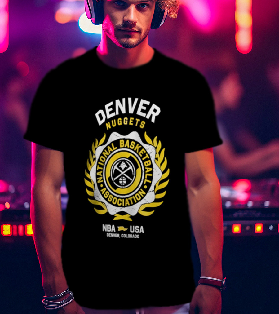 Denver Nuggets National Basketball Association NBA USA Laurel Crest Flocking 2026 T-Shirt