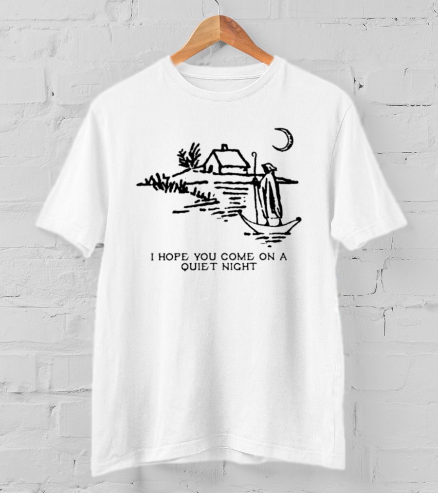 Snufkin I Hope You Come On A Quiet Night Lake Cabin Canoe Moon T-Shirt