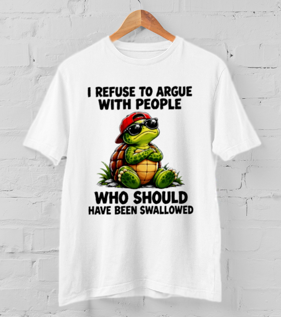 I Refuse To Argue Cool Turtle Red Hat Sunglasses Retro Fun T-Shirt