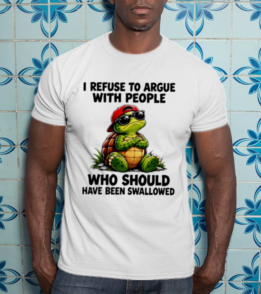 I Refuse To Argue Cool Turtle Red Hat Sunglasses Retro Fun T-Shirt