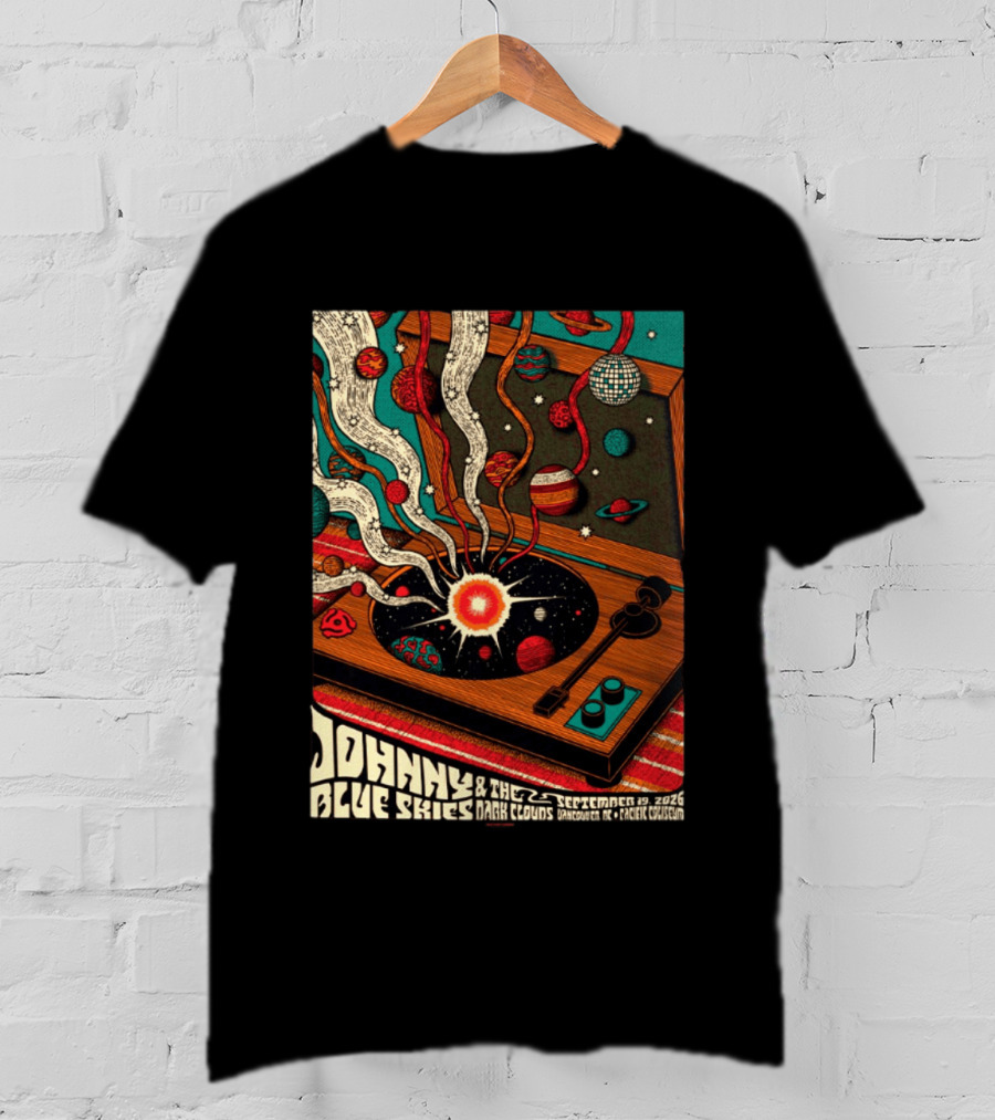 Johnny Blue Skies And The Dark Clouds Vancouver BC 2026 Event Live At Pacific Coliseum September 19 Vinyl Record Planets T-Shirt