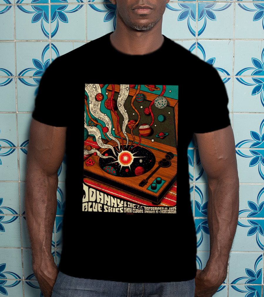 Johnny Blue Skies And The Dark Clouds Vancouver BC 2026 Event Live At Pacific Coliseum September 19 Vinyl Record Planets T-Shirt